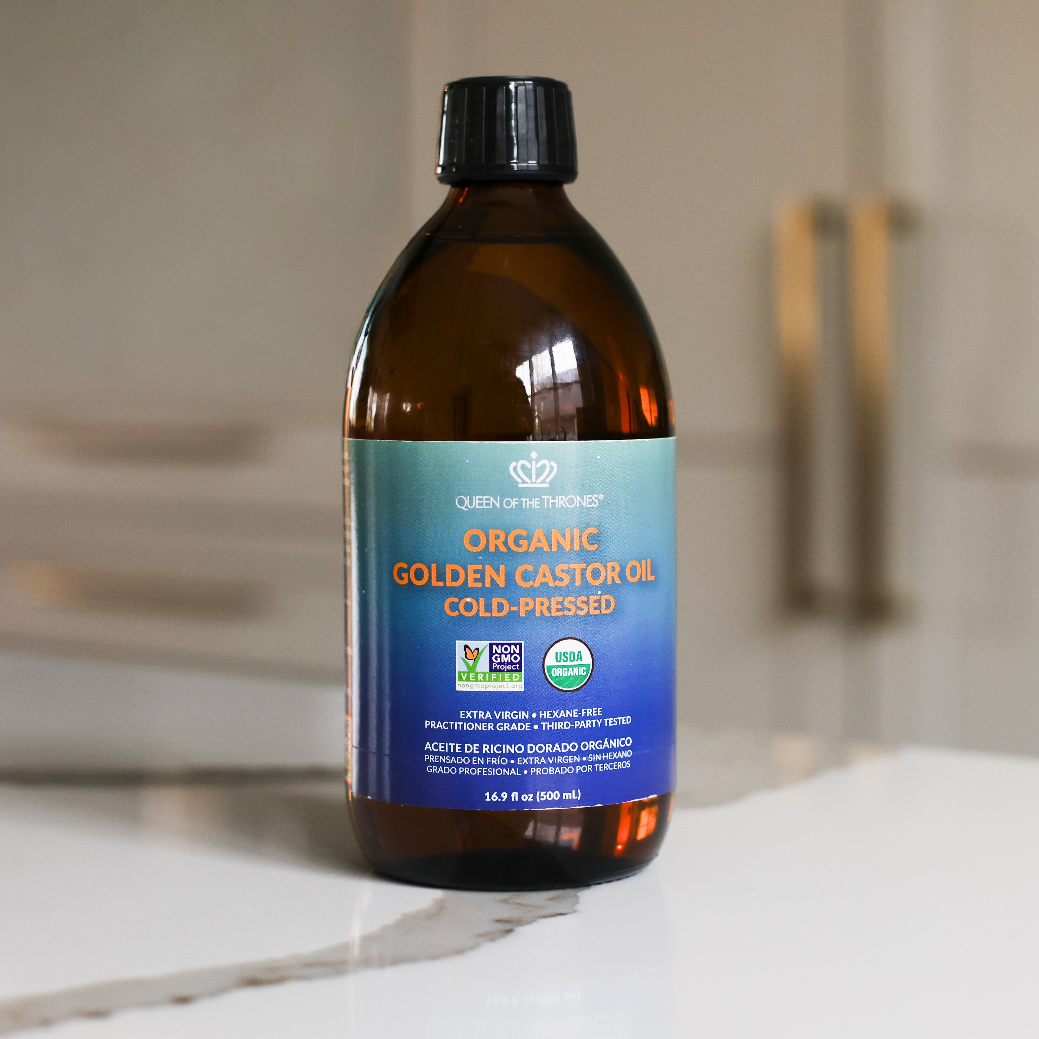 Organic Golden Castor Oil Cold-Pressed | 16.9 oz
